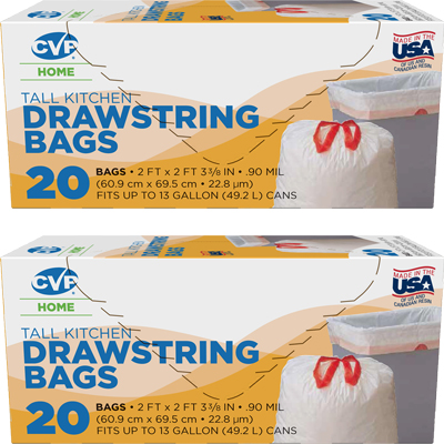 CVP Bags - Tall Kitchen Drawstring 13 Gallon bags